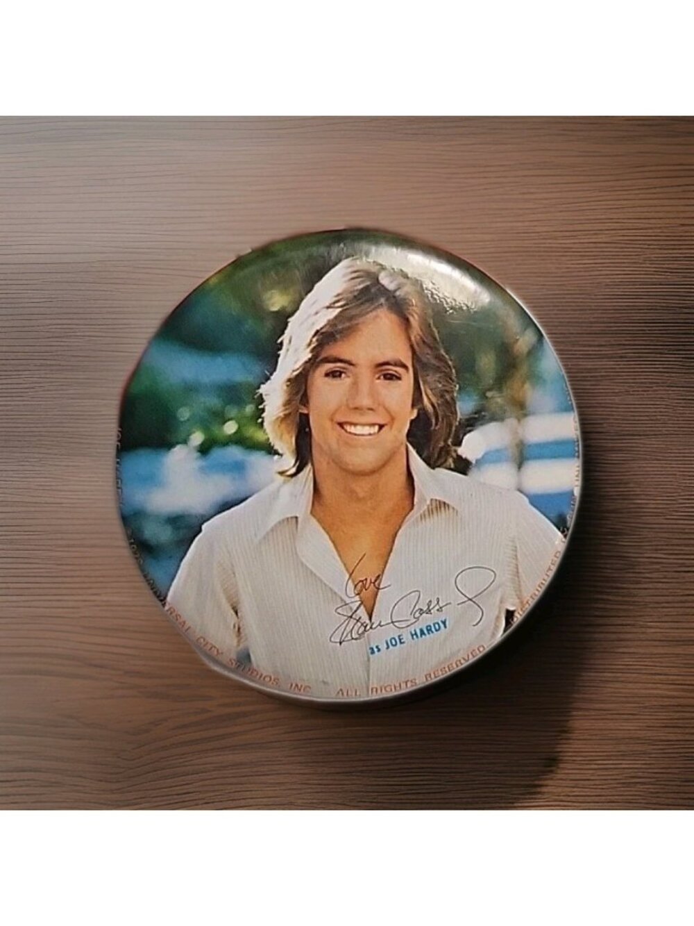 VTG 70s Shaun Cassidy Pinback Button The Hardy Boys TV Show Joe Hardy 3 Inch
